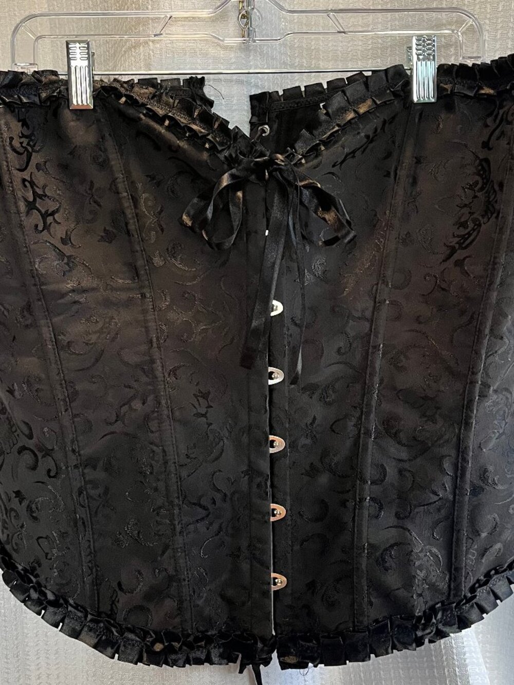 Black Brocade Strapless Overbust Corset size 2X
